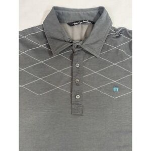 Travis Mathew Golf Polo Shirt Men's Large Gray Blue Quilted Lightweight Classic